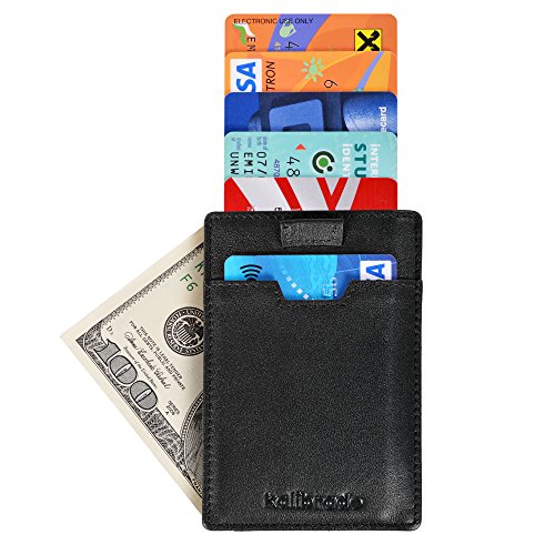 Slim Mens Sleeve Front Pocket Wallet Made from Genuine Leather including RFID Blocking Security with Thin Minimalist Style – Ultra Skinny Credit Card Holder Design by Kalibrado