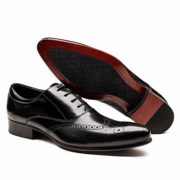 Fulinken Men Genuine Leather Oxford Shoes Lace up Slip on Boots Brogue Shoes Formal Dress Shoes