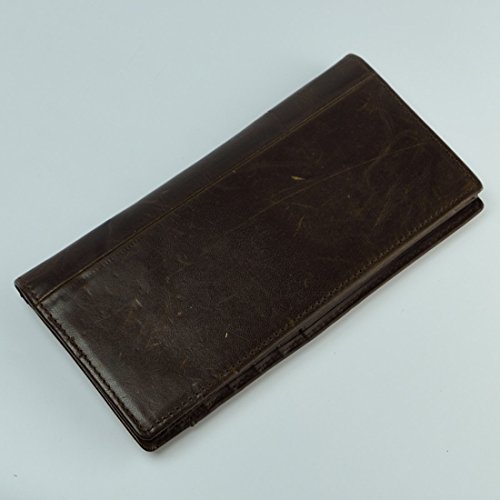 Le’aokuu Mens Genuine Leather Bifold Wallet Organizer Checkbook Card Case